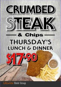 Thursday  Lunch Crumbed Steak